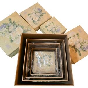 Floral‎ Nesting Decorative Storage Boxes Set of 5 Victorian Rose Hydrangea Print